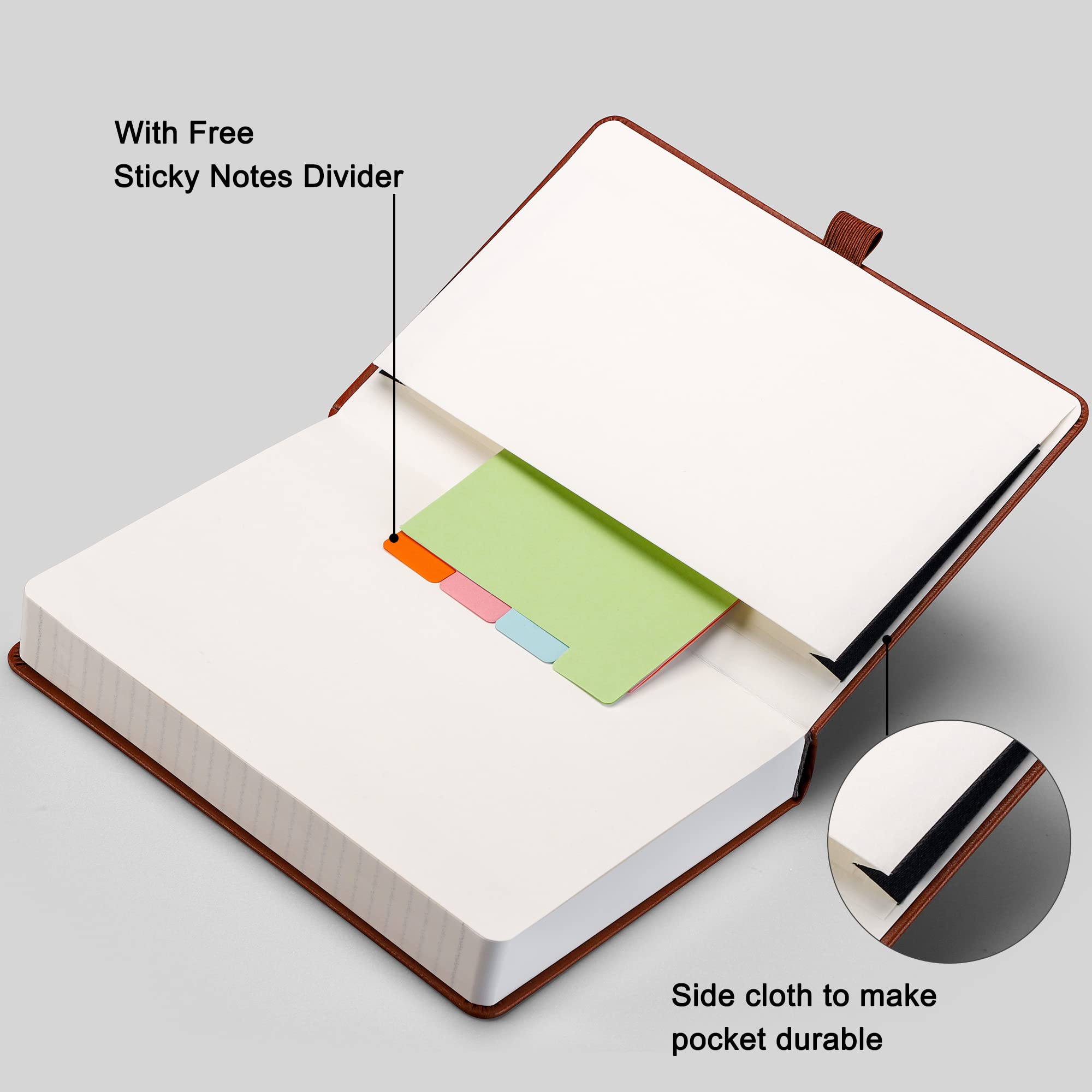 RETTACY Lined Journal Notebook - A5 Note Book Hardcover Thick Notepad 320 Numbered Pages for Writing,100gsm Lined Paper, Leather Hardcover, for Women Men Work Office School,14.5 x 21cm - Black