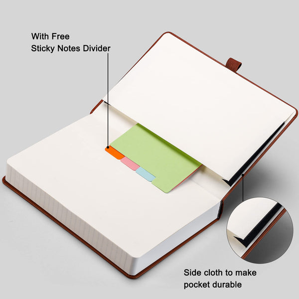 RETTACY Lined Journal Notebook - A5 Note Book Hardcover Thick Notepad 320 Numbered Pages for Writing,100gsm Lined Paper, Leather Hardcover, for Women Men Work Office School,14.5 x 21cm - Black