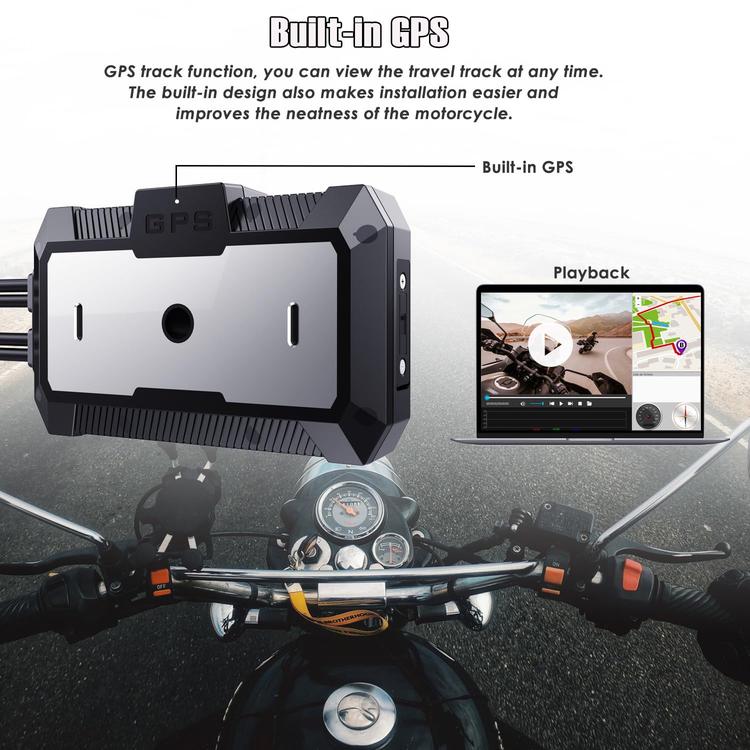 ydi Motorbike Dash Cam, New Upgraded Motorcycle Waterproof Camera 3'' LCD Front and Rear Camera FHD 1080P Wide Angle 150° with Built-in GPS, Wi-Fi, Wired Control, Max up to 256GB