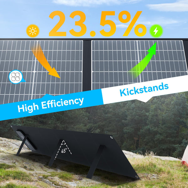 Ecosonique 200W Portable Solar Panel, Foldable & Lightweight with Kickstand, USB-C PD3.0 & USB-A QC3.0, MC4 & Multi-Output for Power Stations, Generators, RVs, Camping, and Outdoor Use