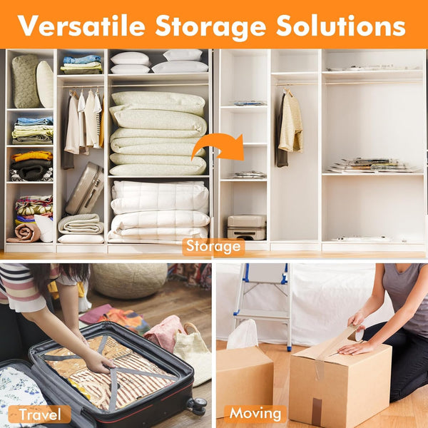 GONGSHI Vacuum Storage Bags (3 x Jumbo, 3 x Large, 3 x Medium, 3 x Small), Space Saver Sealer Compression Bags with Travel Hand Pump