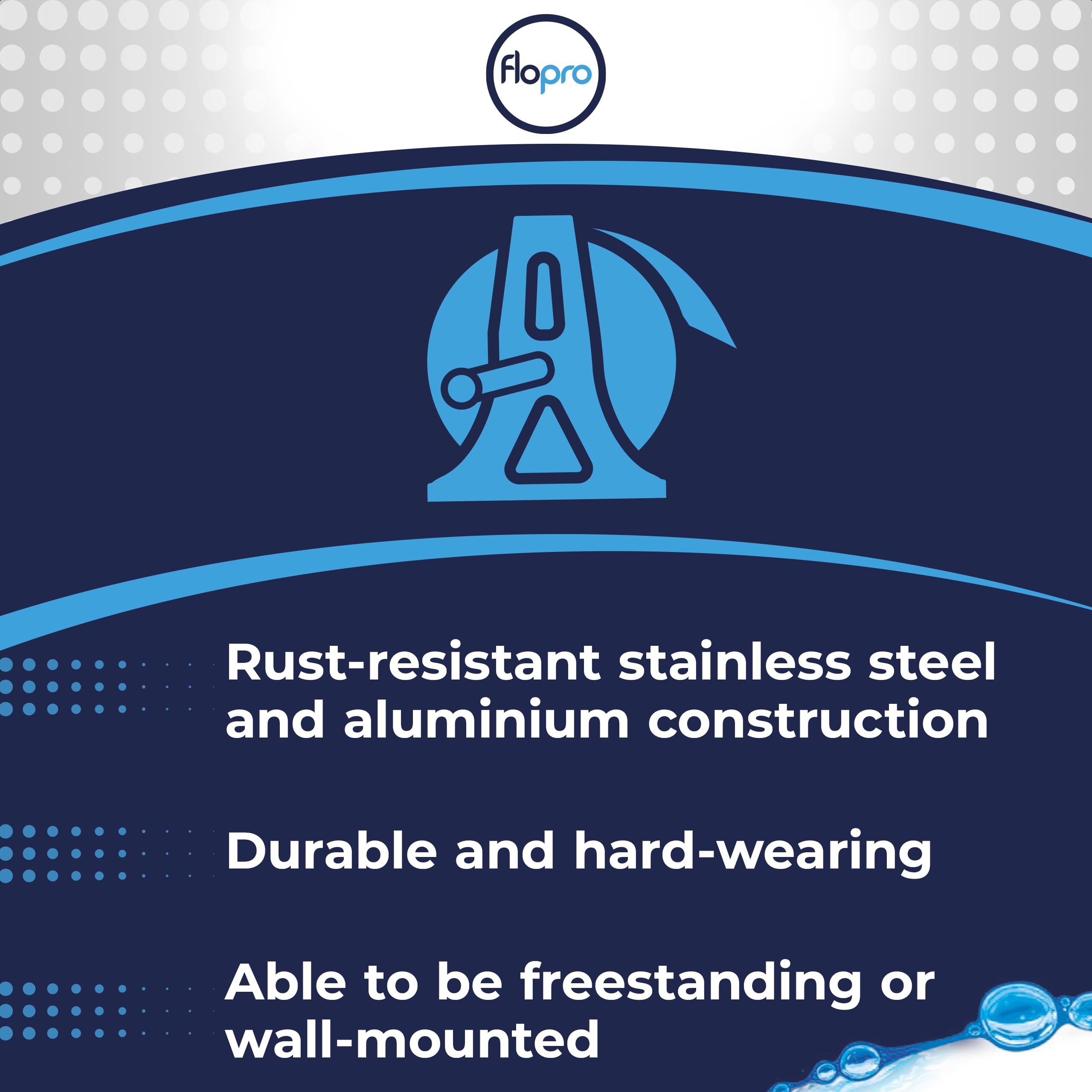 Flopro Professional Metal Hose Reel, Essential Garden Accessory for Neat Hose Storage, Wall-Mounted or Freestanding Garden Hose Reel