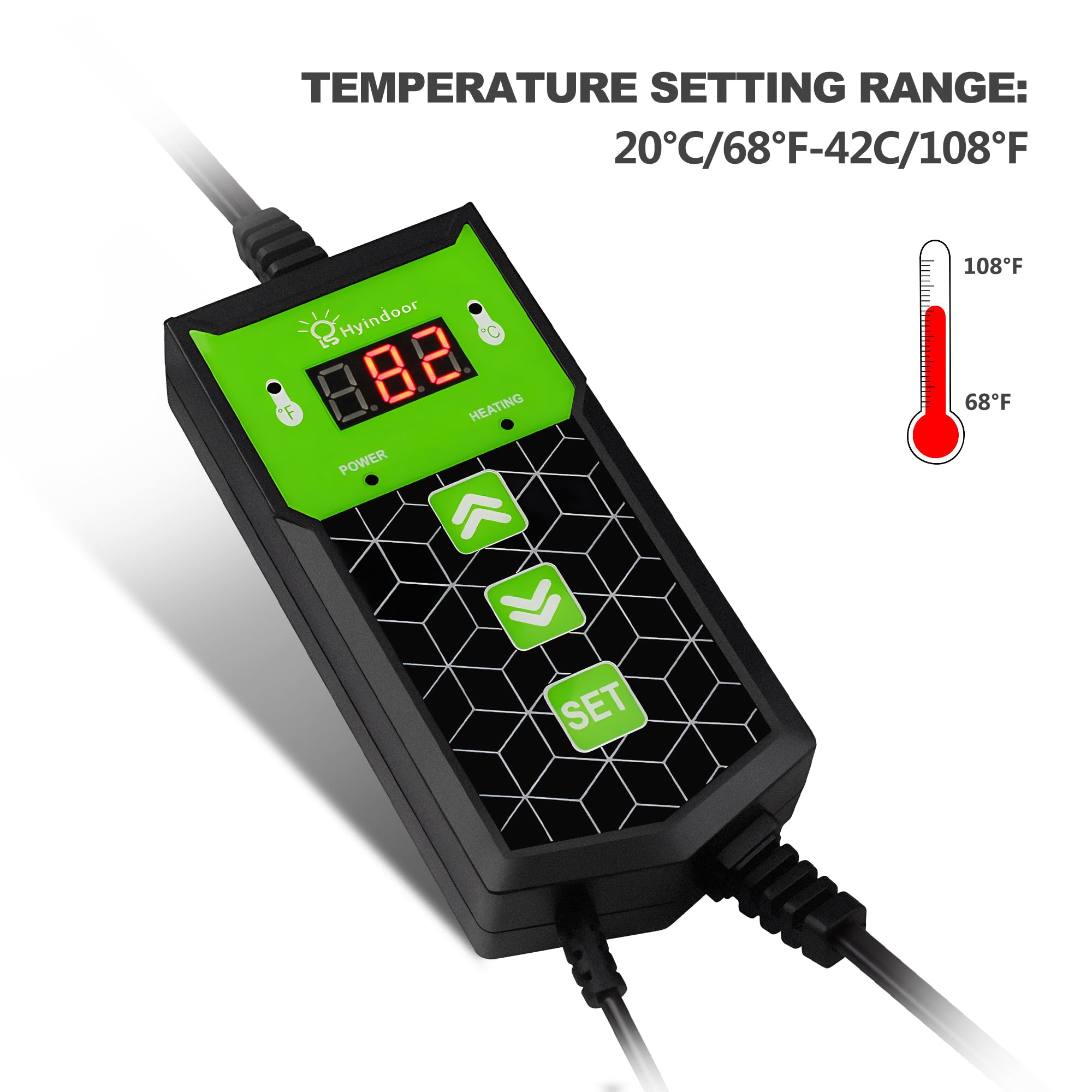 Hyindoor Heat Mat for Plants,Waterproof Seedling Heat Mat with Thermostat 10.63?*21.26? Germination Heated Propagator Warming Mat for Indoor Gardening