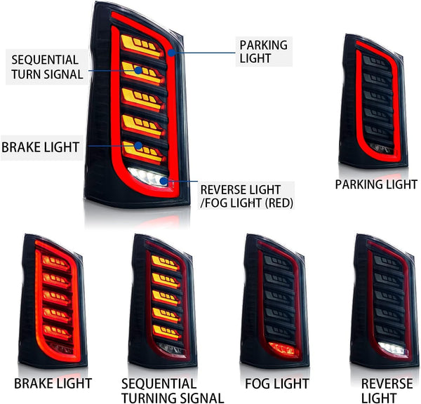 Archaic LED Rear Lights Compatible with V-Class Vito W447 V250 3rd Gen EQV 2016-2023, with Sequential Turn Signal,Animation DRL,For LED Version