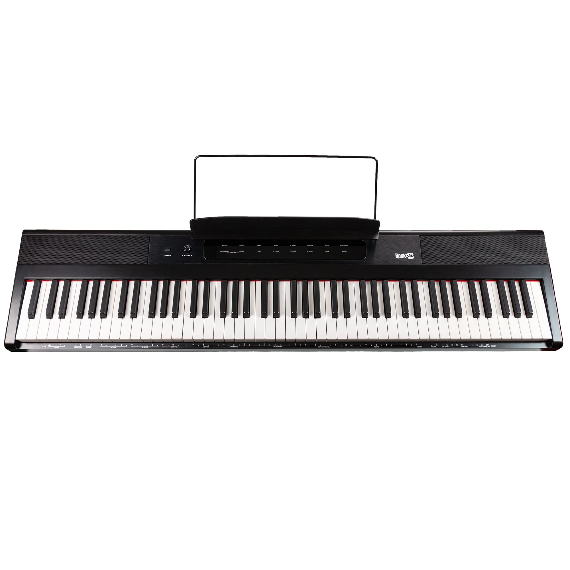 RockJam 88 Key Digital Piano with Full Size Semi-Weighted Keys, Power Supply, Sheet Music Stand, Piano Note Stickers & Simply Piano Lessons