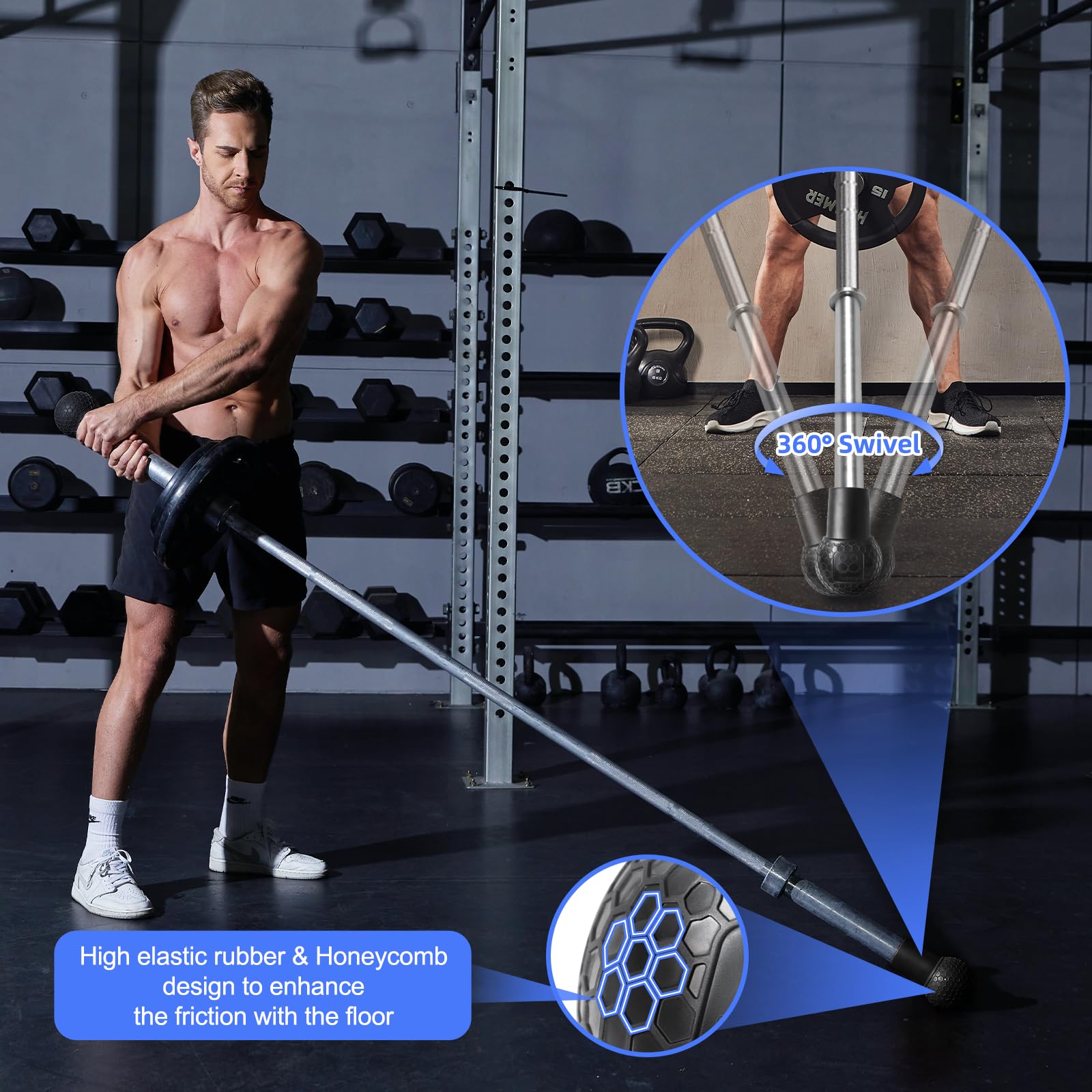 HXD-ERGO Double D Rowing Handle Barbell Attachment Set, Barbell Attachment Base Grips for 2" Olympic Bars, Fitness Pull Up Grip for Biceps and Triceps