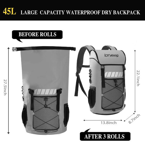 IDRYBAG Waterproof Backpack for Men 25L/45L, Dry Bags Waterproof Bag Kayak, Waterproof Dry Bag Backpack Hiking