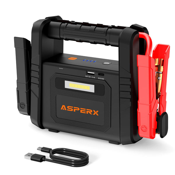 ASPERX 4000A Jump Starter Power Pack (up to All Gas or 10L Diesel Engine), 12V Car Battery Booster Pack Portable Jump Starter Power Bank with LED Display & USB-C for RV Truck SUV