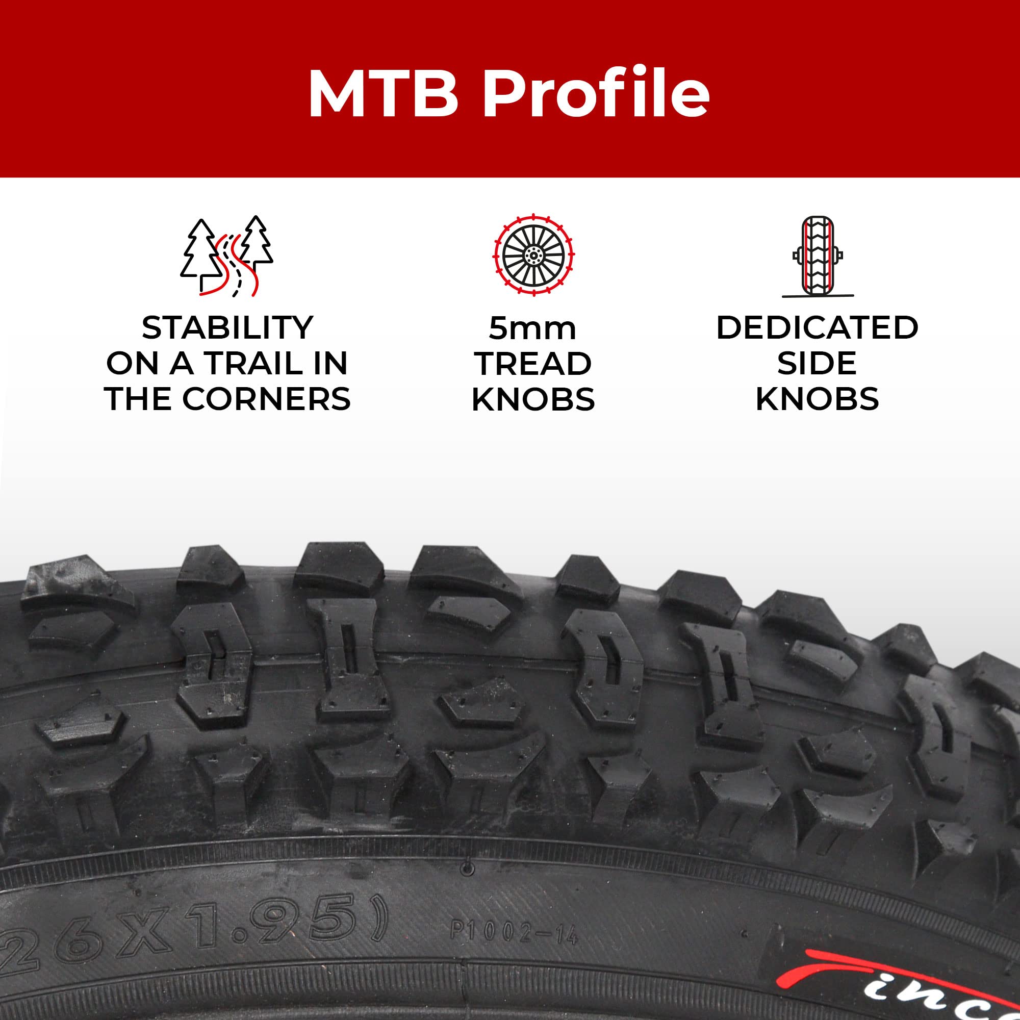 Fincci Set Pair 26 x 1.95 Bike Tyre 50-559 Foldable 60 TPI Tyres with Schrader Valve Inner Tubes for MTB Mountain Hybrid Bike Bicycle (Pack of 2)