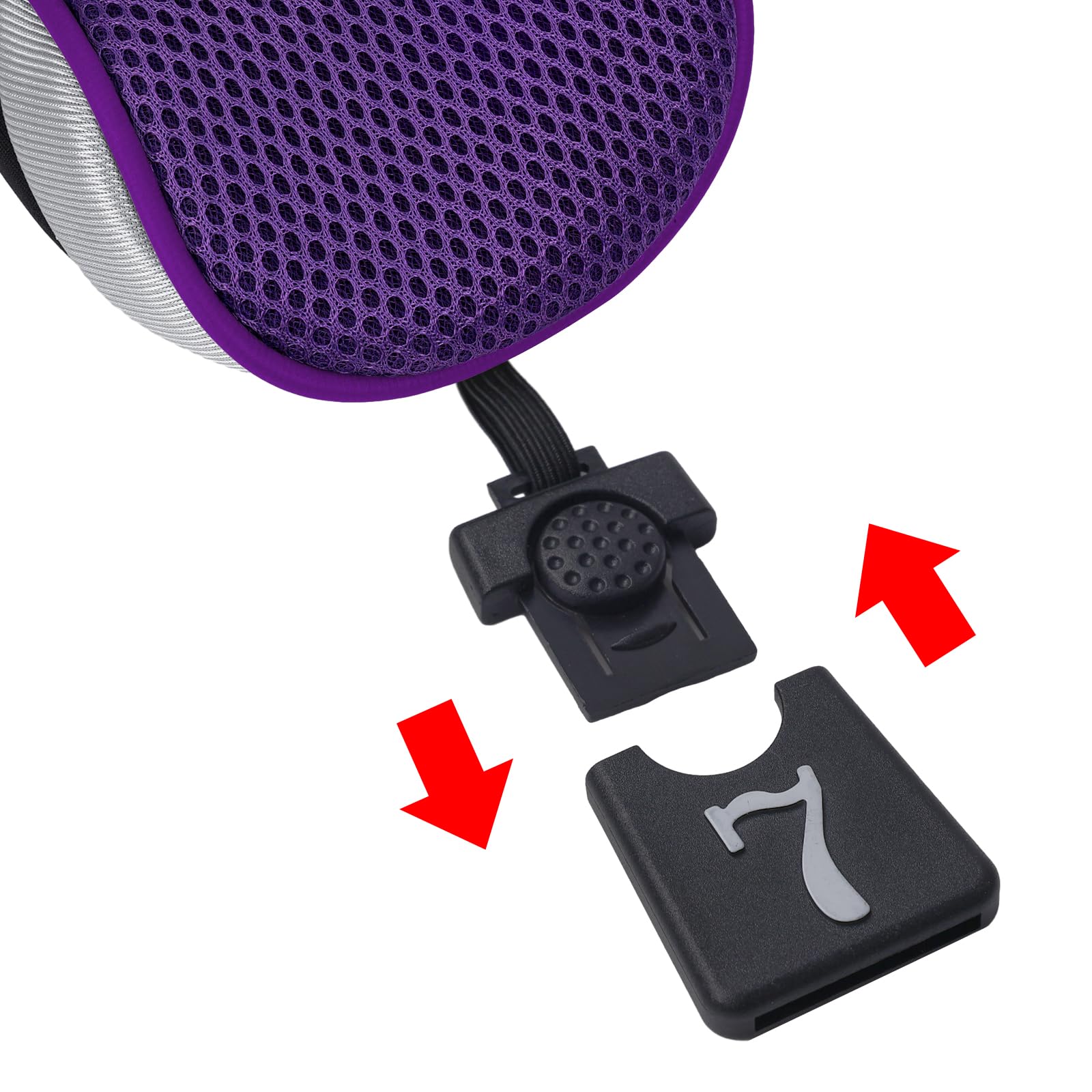 Andux 6pcs/Set Golf Club Head Covers Woods Driver Fairway Hybrid Set Long Neck (3 Hybrid + 3 Woods) Black/Purple