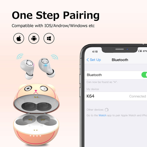 Earbuds for Kids Cute Design in-Ear Wireless Earphones for Kids Boys Adult Bluetooth 5.3 Waterproof Sport Stereo Headphones with Mic for Phone