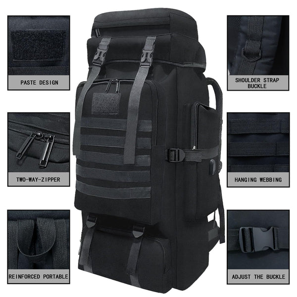 Wesoke 80L 100 liters Camping Hiking Backpack for Men, Extra Large Survival Hunting Backpack, Waterproof Big Molle Military Tactical Rucksack, Oversized Outdoor Sport Travel Daypack