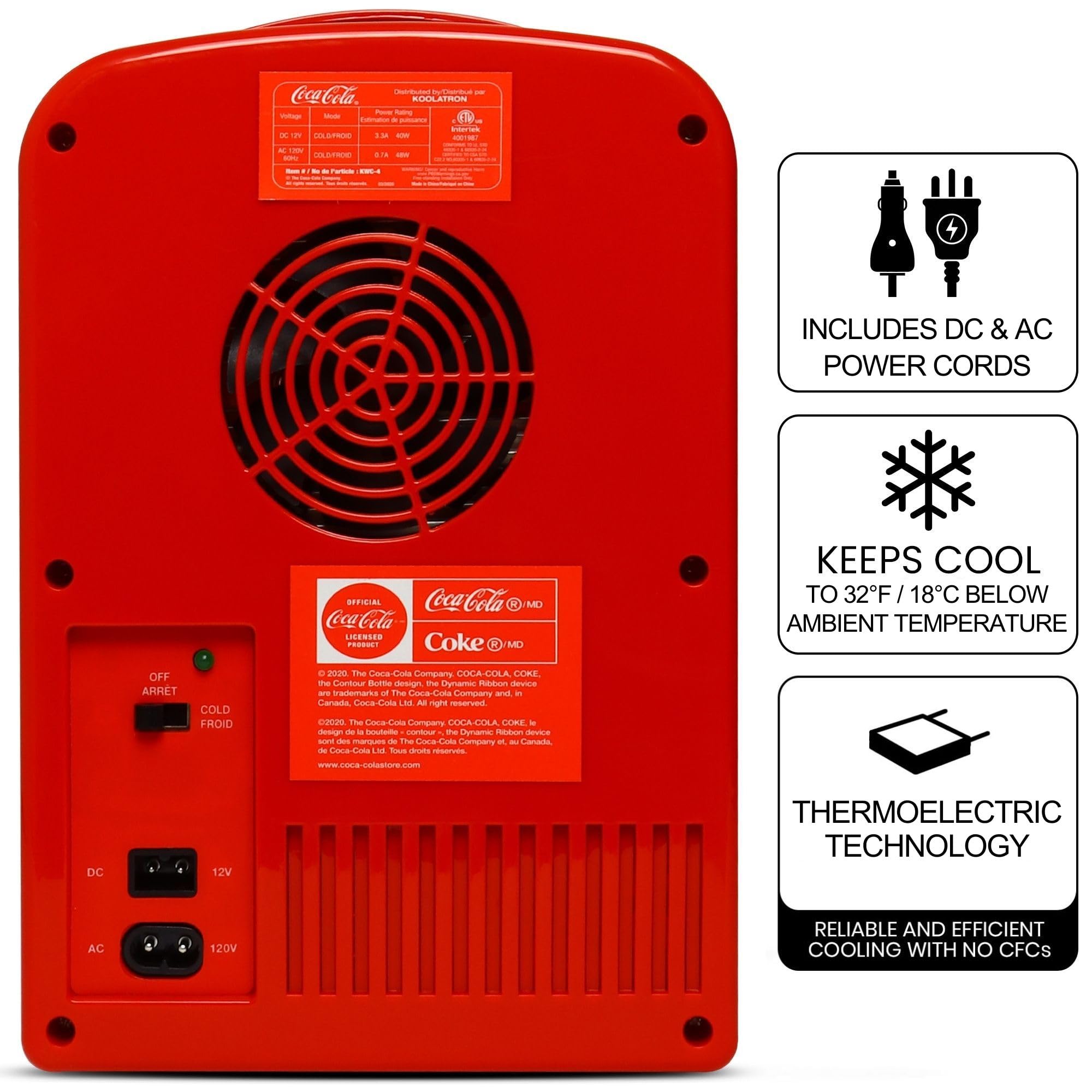 Coca Cola Mini Fridge For Bedrooms 5L Retro Vending Machine Style Cool Box 10 Can Quiet Mini Fridges with Display Window For Coke Beverages Food Drinks Home 12v Portable Cooler Box, Red