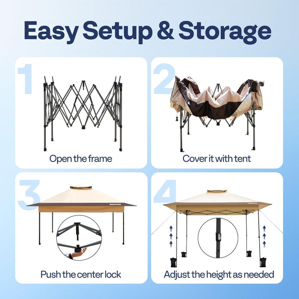 VIVOHOME Canopy Tent 3x3m Outdoor Shelter 2 Tiers Roof with Portable Wheel Carry Bag and 4 Sandbags Pop Up for Patio Garden Backyard
