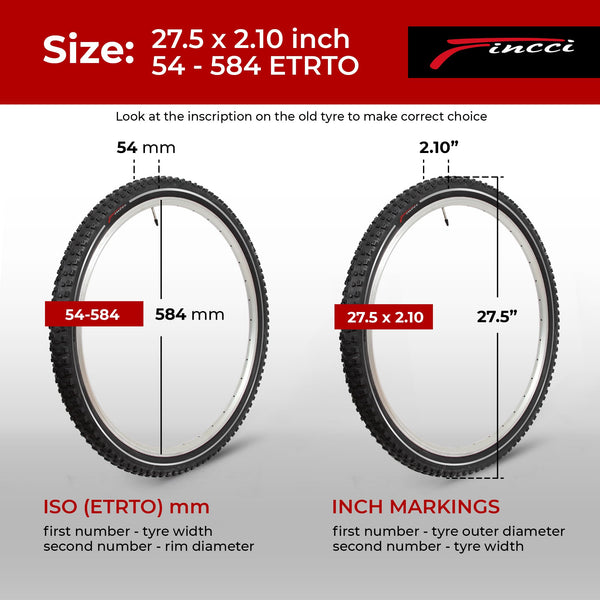 Fincci Pair Reflective Tyres 27.5 x 2.10 Inch 54-584 Foldable Cycle Tyre for Road Mountain MTB Mud Dirt Offroad Bike Bicycle Tyre 27.5x2.1 (Pack of 2)