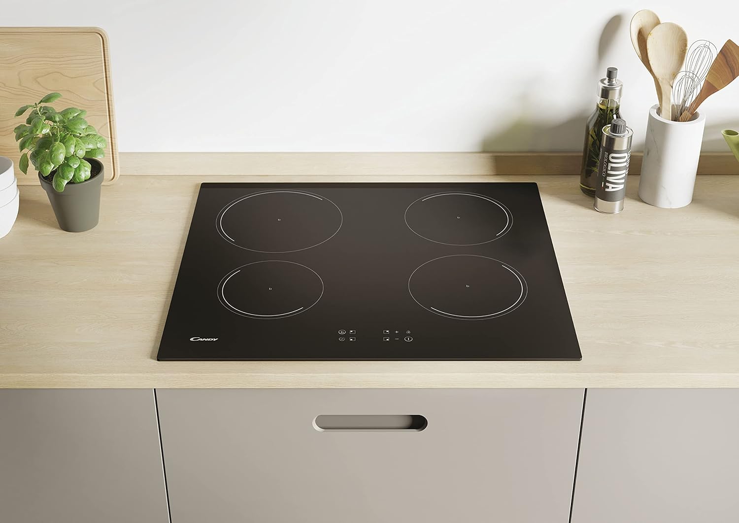 Candy CI642CTT/E1 60cm Induction Hob, 4 Boosters, Touch Control, Black Glass