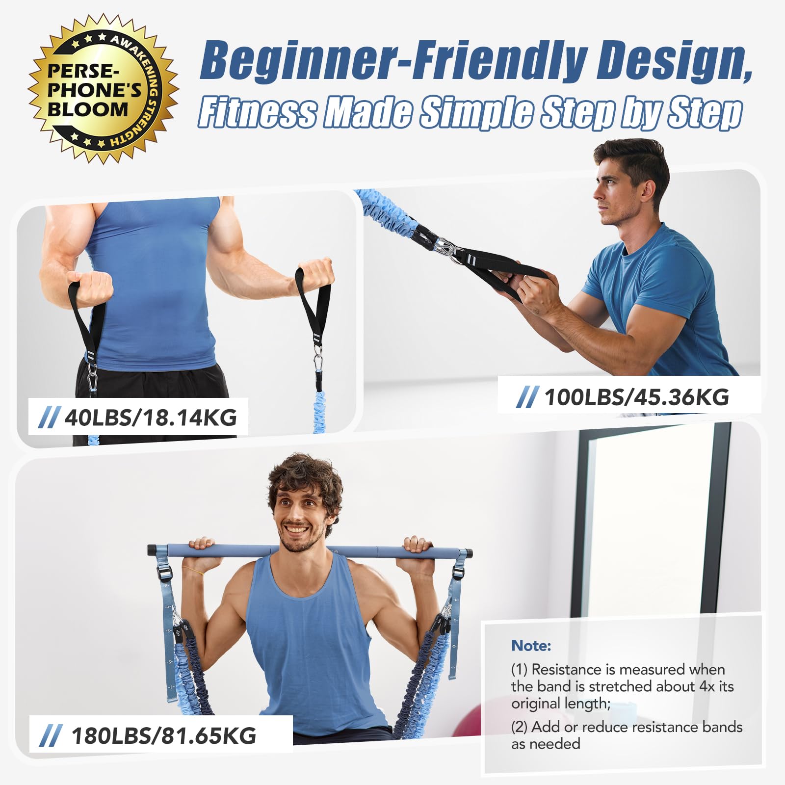 ALongSong Pilates Equipment Pilates Reformer With 6 Resistance Bands 20/30/40lbs Anti-Snap Protection For Home Gym Workout Yoga Twisting Squat