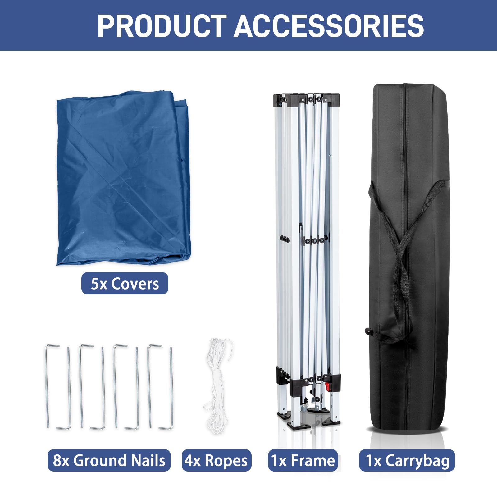 Outopee 3m x 3m Ez Pop Up Canopy Tent with 4 SideWalls, Outdoor Gazebo Portable Instant Canopy for Commercial Events, Party, Backyard BBQ, Camping, Blue