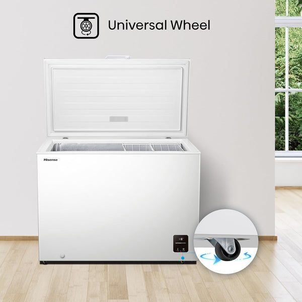 Hisense FC386D4AWLE 297Litres Freestanding Chest Freezer, 4 Star Freezer Rating, E Rated in White