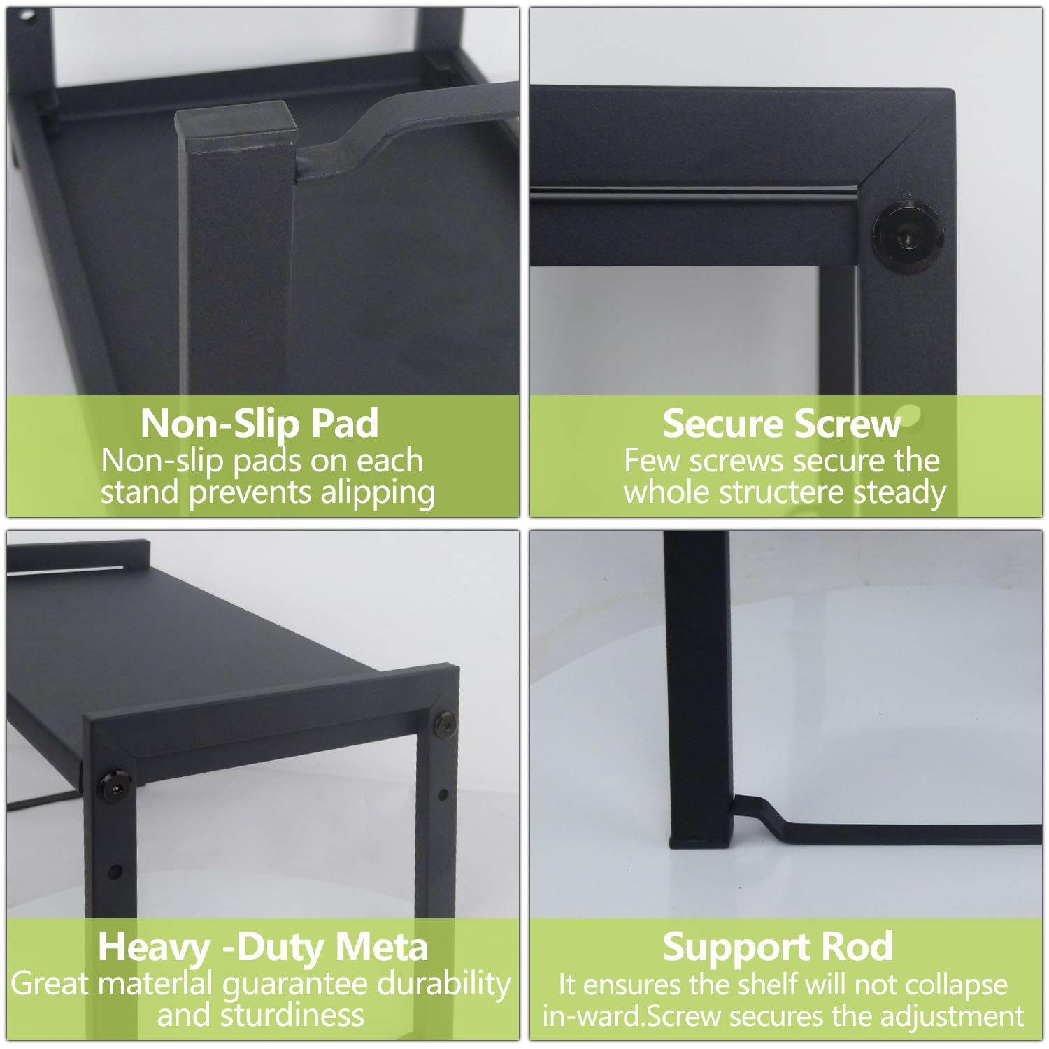 Goodsnetic 2 Packs Expandable Cabinet Shelf 13.8~26"(L), Stackable Kitchen Counter Shelf Organizer, 22LBS Heavy Duty Shelf Riser, Countertop Storage