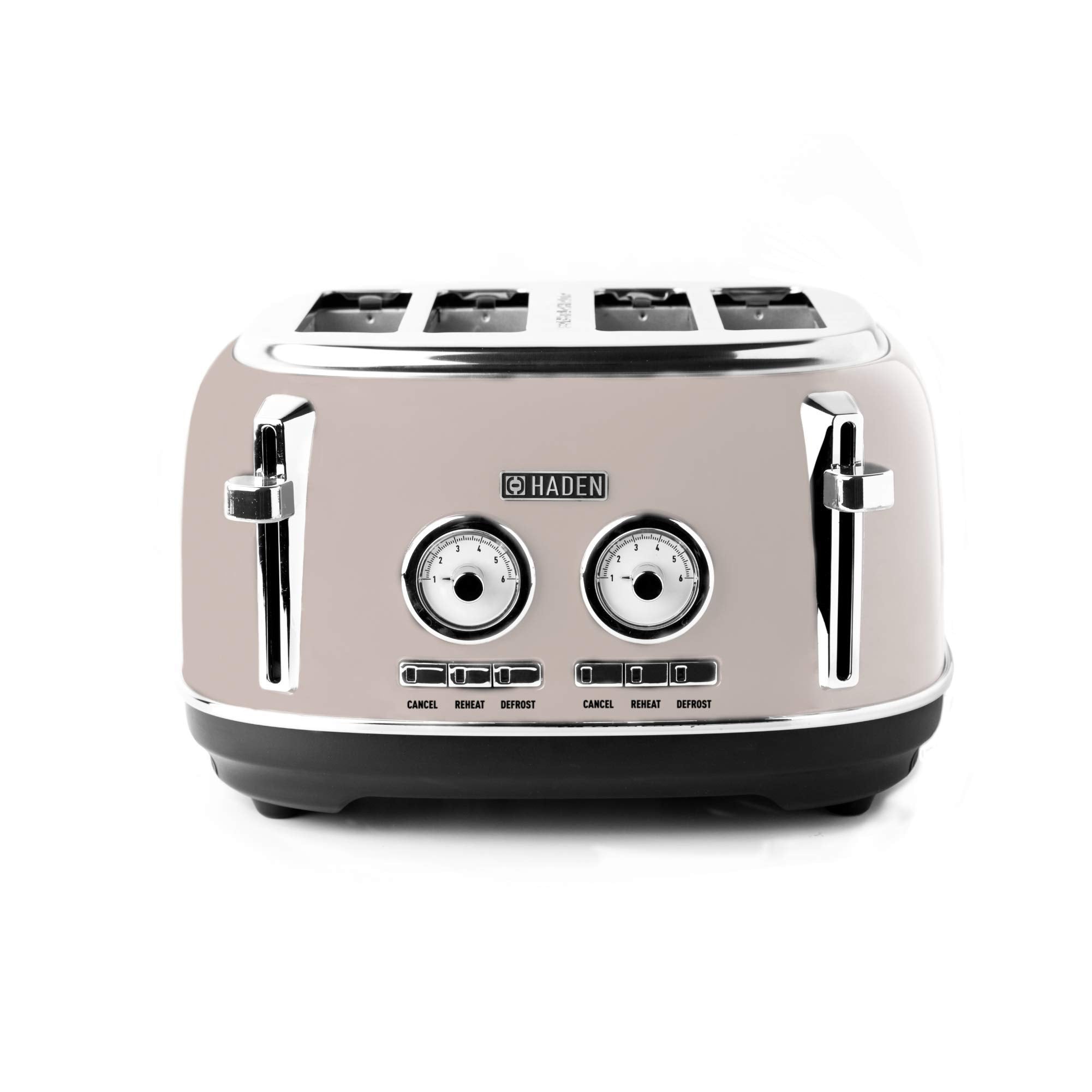 Haden Jersey Putty Retro 4 Slice Toaster - 4 Slot Toaster with Dual Control & Adjustable Browning - Stainless Steel Housing - Essential Kitchen
