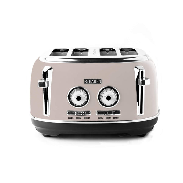 Haden Jersey Putty Retro 4 Slice Toaster - 4 Slot Toaster with Dual Control & Adjustable Browning - Stainless Steel Housing - Essential Kitchen