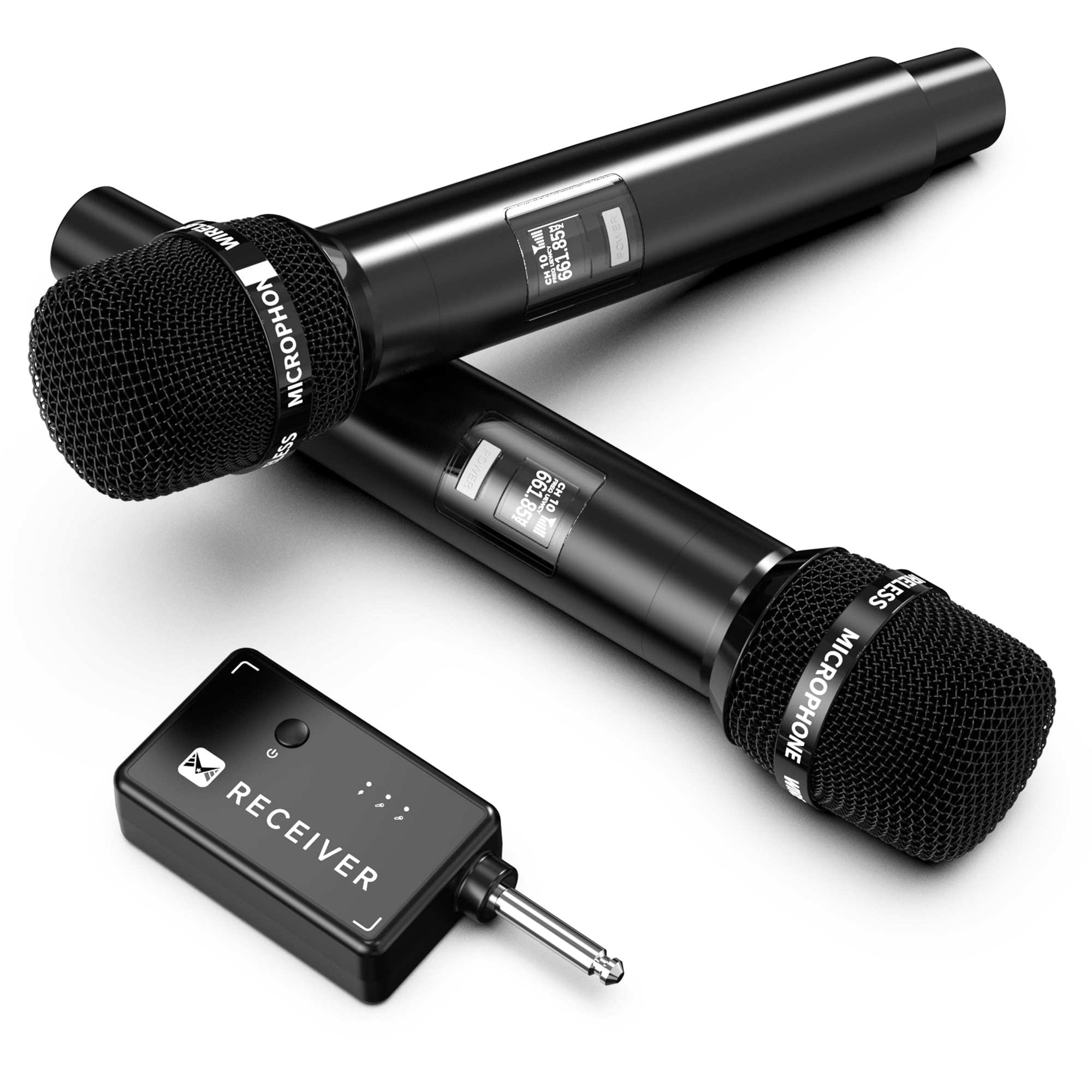 Microphone wireless, Wireless Microphones with One-to-One Chip Connection, 40H Rechargeable Battery, 200FT Range, Plug and Play, Ergonomic Design,Less Latency Singing Microphone for Karaoke, Party