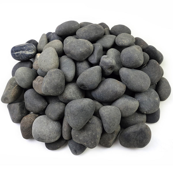 FANTIAN 20 lbs Black Stones for Garden,4-6 cm Large Natural Beach Cobbles. Decorative Black Pebbles for Plant Pots, Ponds, Water Features, Aquarium,