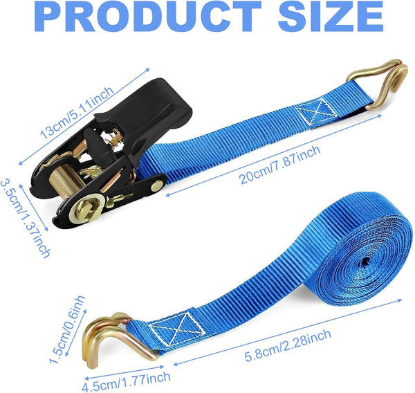 VINSPIRE Ratchet Straps with Hook– 6M x 25MM Heavy Duty Tie Down Straps with Cam Buckle for Cargo, Trailer, Car, Motorcycle, Household