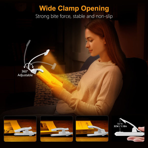 Gritin 19 LED Book Light, Reading Light Book Lamp for Reading at Night with Memory Function, 3 Eye-Protecting Modes -Stepless Dimming, Long Battery Life, 360° Flexible Lamp for Bed,Tablet