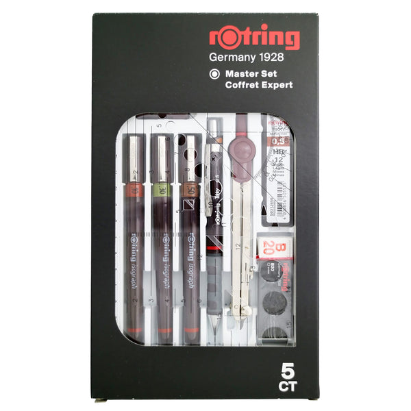 rOtring Isograph Pen Set Technical Pen & Pencil College Set | 3 Pens (0.20mm0.30mm0.50mm) and Mechanical Pencil (0.5mm) + Accessories