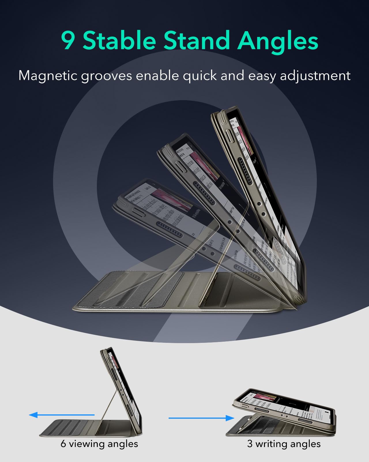 ESR for iPad Pro 12.9 Case (6th/5th Generation, 2022/2021), Removable Magnetic Cover, Adjustable Portrait/Landscape Stand with Raised Display View, 9 Standing Angles, Shift Series, Black