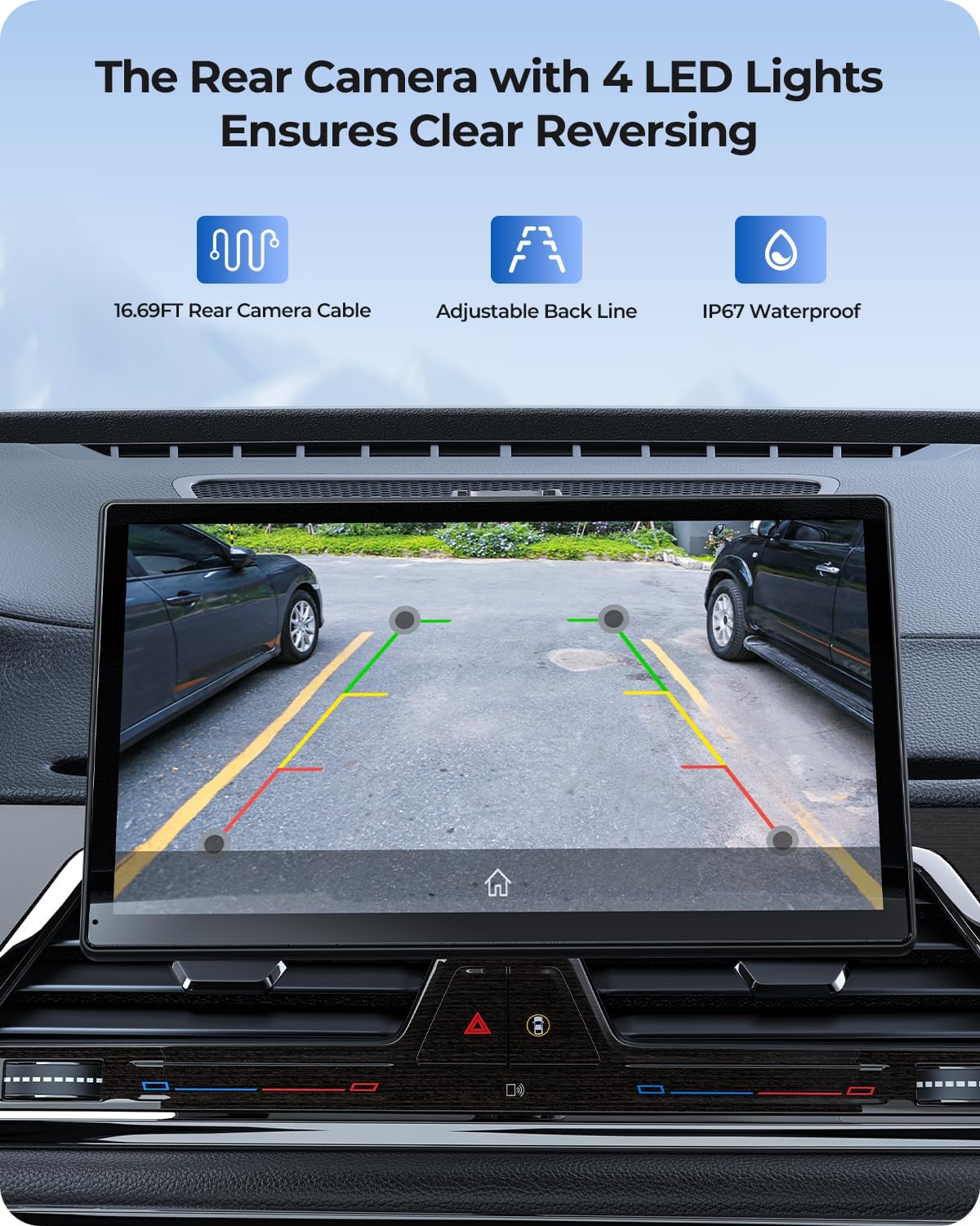 9" Wireless Portable 60FPS Car Screen for Apple CarPlay & Android Auto, 1024*600 HD Display, Magnetic Mount, OTA, Portrait and Landscape Modes, Backup Camera, Bluetooth, Voice Control, GPS Navigation