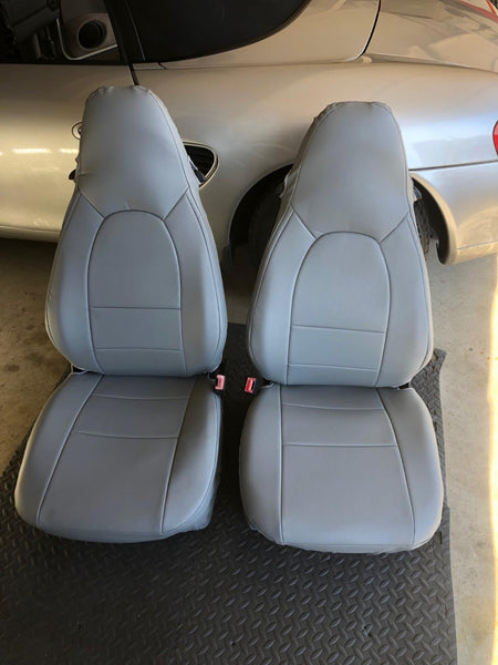 IG Light Grey Artificial Leather Faux PVC Custom Made Original Fit OE Porsche 986 986.1 Boxster Front Seat Covers Tailor Made for MK1 1st Gen Boxster 1997-2004