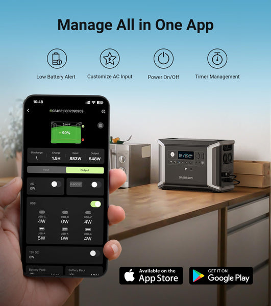 Dabbsson Portable Power Station DBS2300, 2330Wh EV Semi-solid State LiFePO4 Home Battery Backup, Max 16660Wh, 2200W AC Outlets, Solar Generator for Camping, Home Backup, Emergency, RV