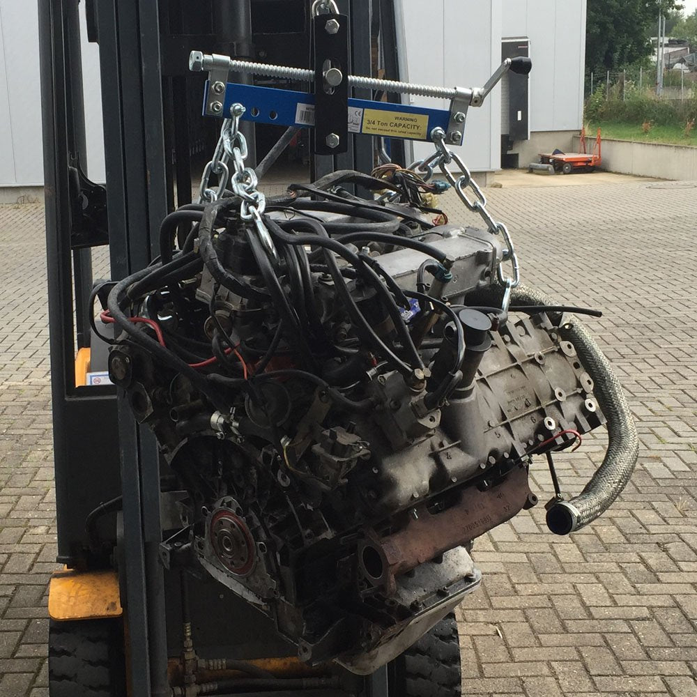 WilTec Solid Steel Engine Load Leveller - 750kg Max, Easy To Connect To Workshop Crane & Engine Stand, Includes four Chains with Safety Hooks