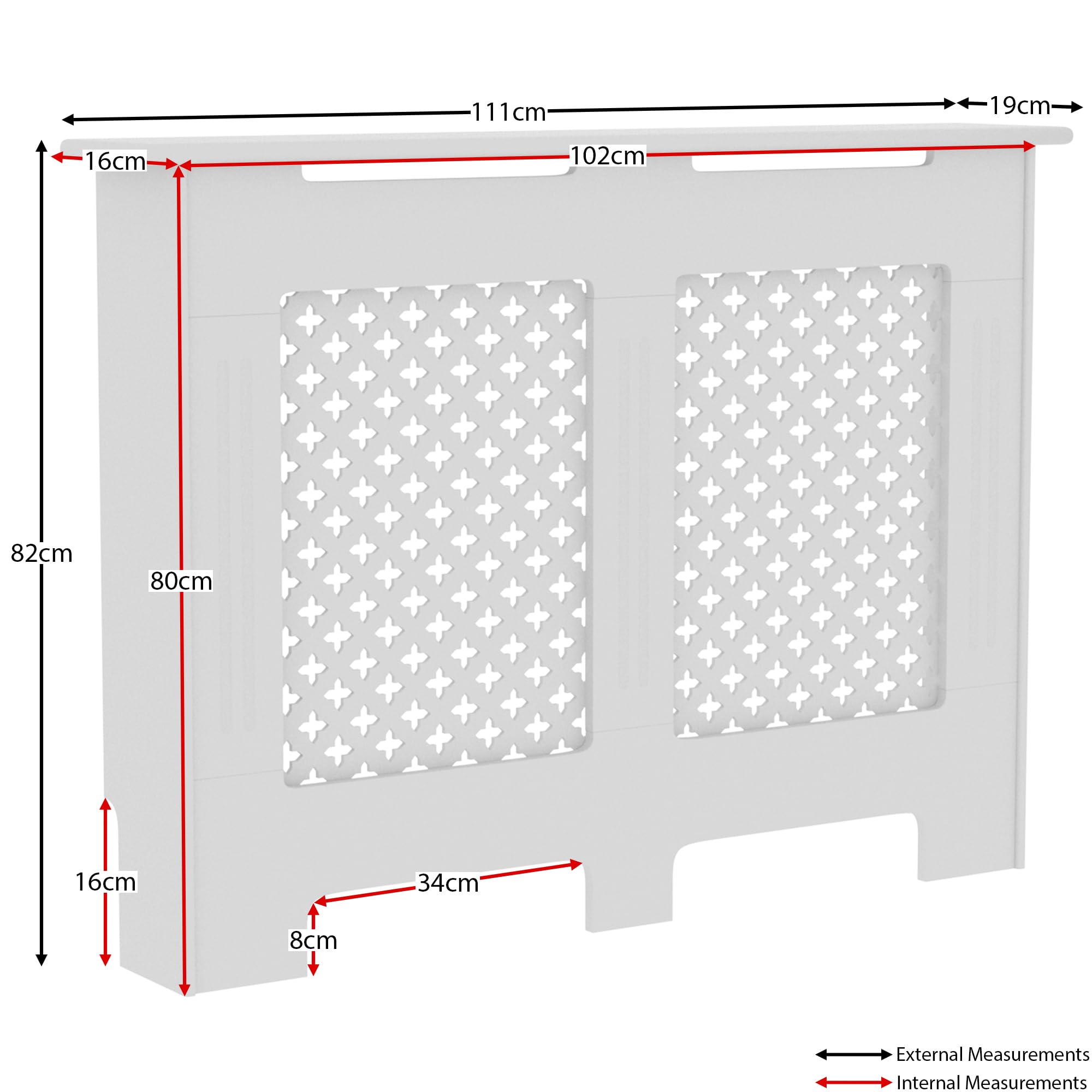 Vida Designs Oxford Radiator Cover – Traditional Cross Pattern, Olive Grey, MDF, Modern Painted Finish, Heat Efficient, Small, (H 82 x W 78 x D 19 cm)