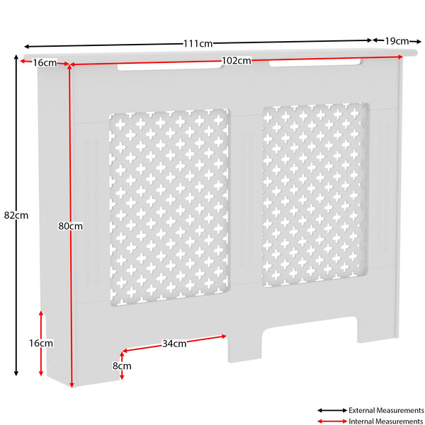 Vida Designs Oxford Radiator Cover – Traditional Cross Pattern, Olive Grey, MDF, Modern Painted Finish, Heat Efficient, Small, (H 82 x W 78 x D 19 cm)