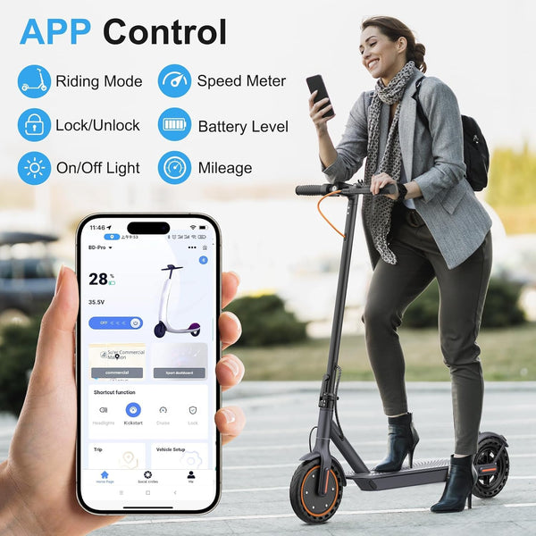 Electric Scooter, Electric Scooter Adult 350W with 25-35KM Range, Max Speed 25KM/H, 8.5" Solid Tire, Double Braking System for Adults and Teens