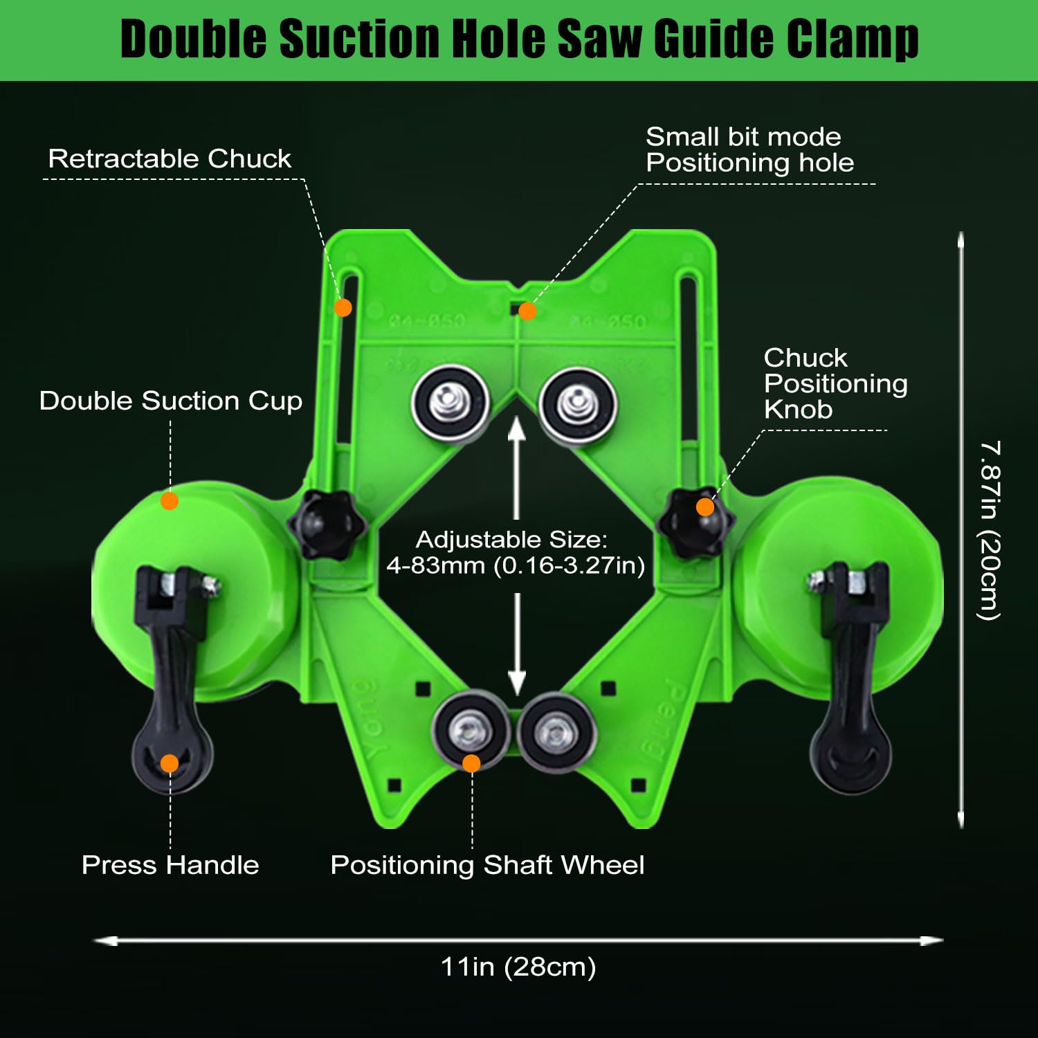 Diamond Hole Saw Kit 17PCS tile hole cutter with Double Suction Cups Hole Saw Guide Jig Fixture from 4mm-83mm Diamond Hole Cutters for Tiles for Ceramic, Glass, Tile, Porcelain, Marble, Granite