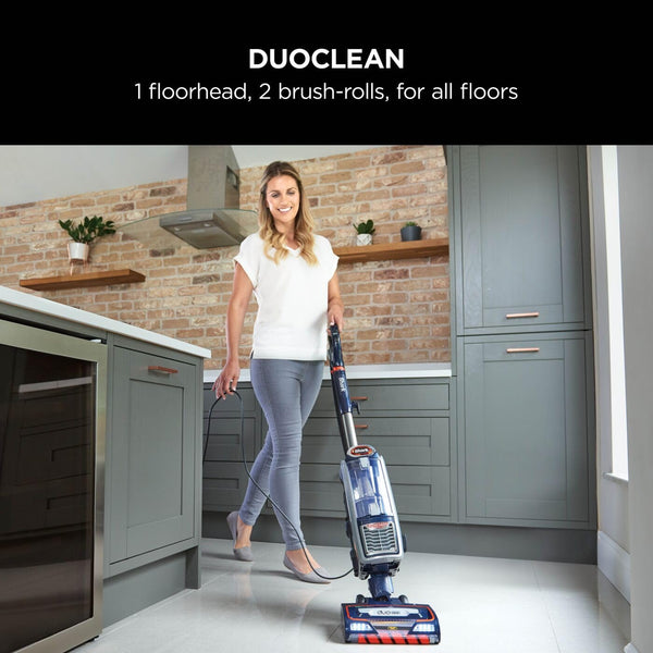 Shark Corded Upright Vacuum Cleaner,0.83L with Anti Hair Wrap Technology & DuoClean, Pet Model, Powered Lift-Away, LED Headlights, Anti-Allergen, 8m Cord, 750W, 3 Attachments, Navy, Orange, NZ801UKT