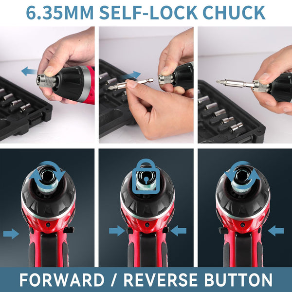 C P CHANTPOWER Drill Bit Sets and Screwdriver Bit Sets with Case for Drilling Wood, Plastic, Soft Metal, 41 Pieces