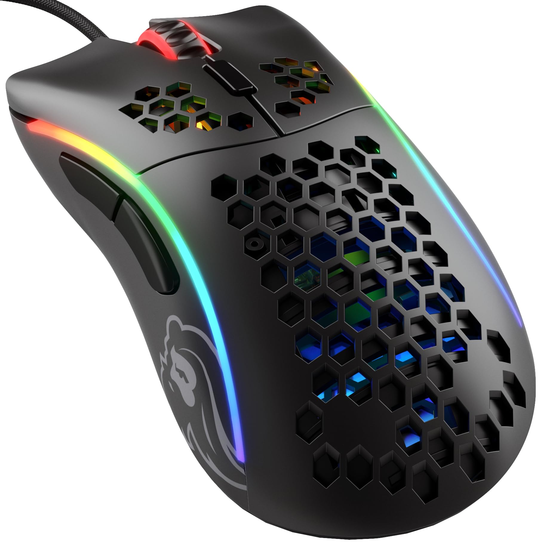 Glorious Gaming Model D Wired Gaming Mouse - 68g Superlight Honeycomb Design, RGB, Ergonomic, Pixart 3360 Sensor, Omron Switches, PTFE Feet, 6 Buttons - Glossy Black