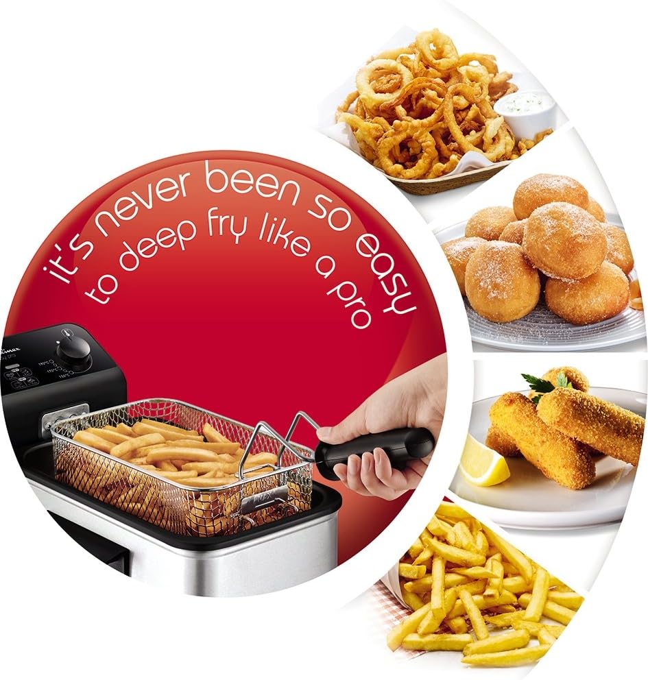 Tefal Deep Fryer Easy Pro, Stainless Steel, 3L capacity, 1.2kg, 4 Portions, 2100W, Semi Pro, Kitchen Fryer, Compact, Chips, Easy Cleaning, FR333040