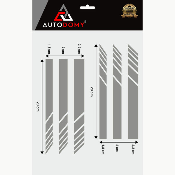 Pack 6 Units Car Rear View Mirror with Striped and Arrows Design | Rear View Mirror Adhesive with Stripes Fringes | Universal Car Mirror Stickers (Red)