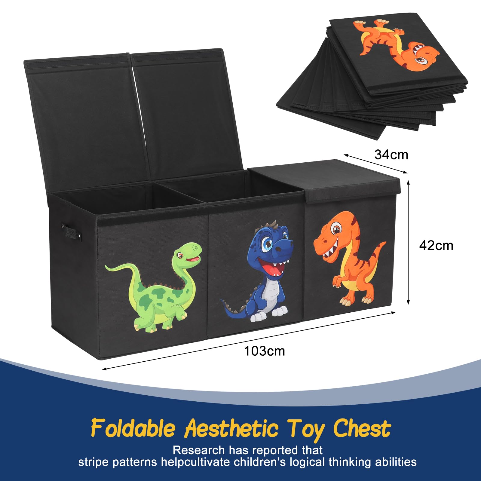 ELUCHANG Toy Storage Box, 147L Large Foldable Kids Toy Chests & Boxes for Boys Girls,Toy Storage Organiser with Flip-top Lid, Childrens Storage Box