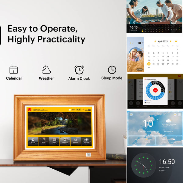 KODAK Digital Photo Frame WiFi Digital Picture Frame 10.1 Inches, FHD 1920*1200 IPS Touchscreen, Wooden Smart Electronic Frame with 32GB Memory, Easy to Share Photo, Video via APP with Your Loved Ones