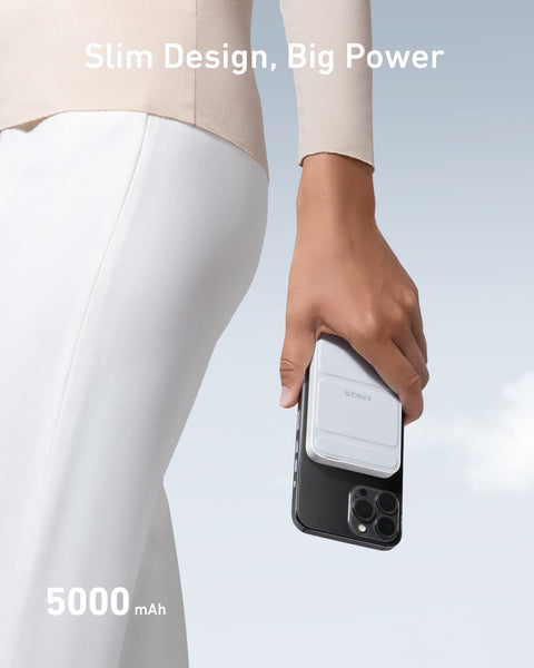 Anker Power Bank, 622 Magnetic Battery (MagGo), 5000mAh Foldable Magnetic Wireless Portable Charger and USB-C for iPhone 16/16 Plus/16 Pro/16 Pro Max, iPhone 15/14/13/12 Series