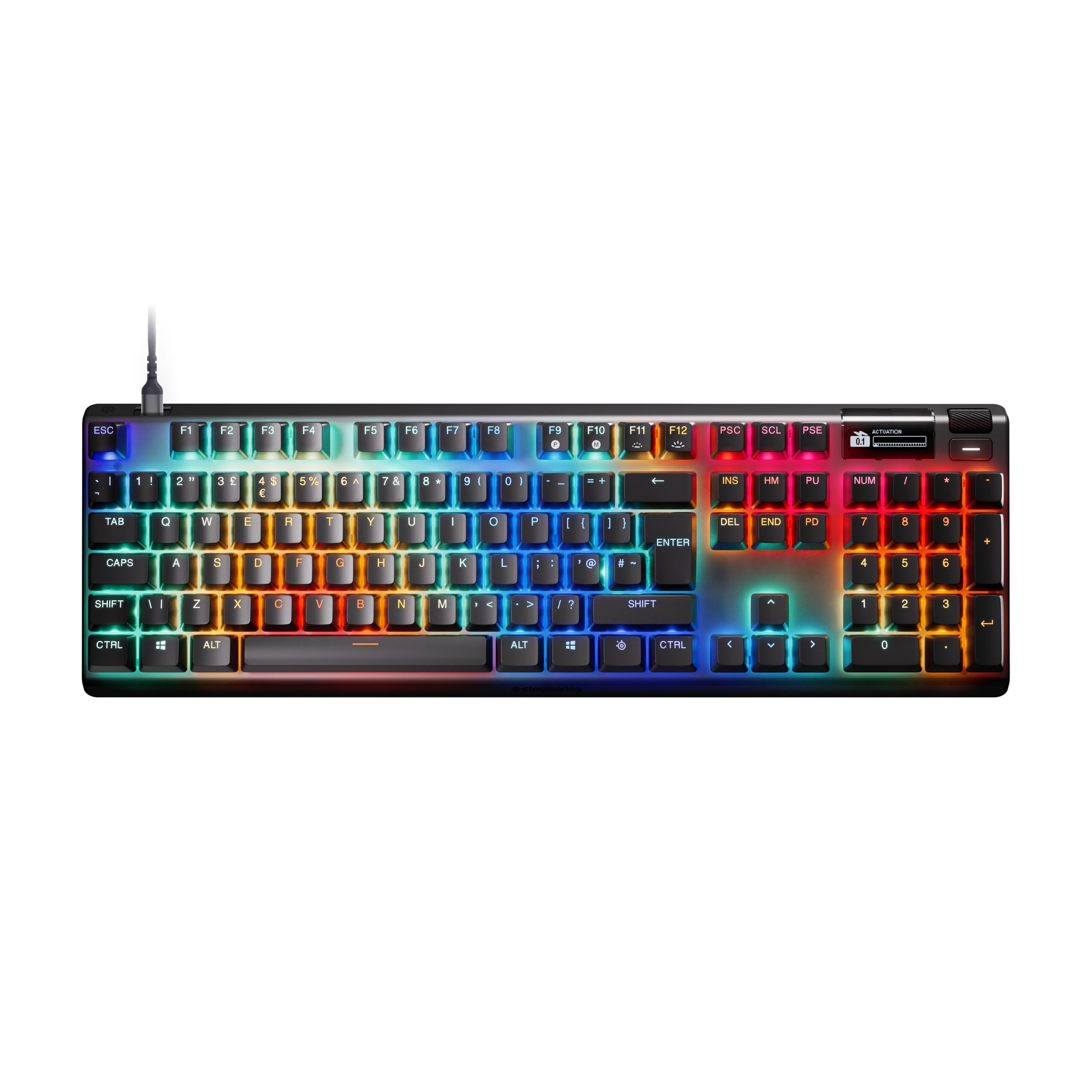 SteelSeries Apex Pro Gen 3 Gaming Keyboard - OmniPoint 3.0 HyperMagnetic Switches - Adjustable Actuation - Rapid Trigger - Game-Ready Presets - Rapid Tap/SOCD - OLED - RGB - USB-C - English QWERTY