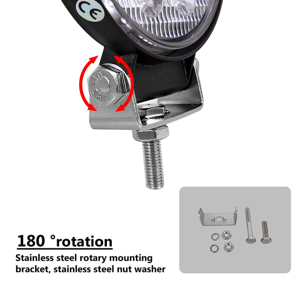 RIGIDON 2 Pcs Round Led Work Light, 4 inch 42W Flood Beam, 12V 24V Driving Lights Lamp for Car Off Road Boat Truck 4x4 SUV ATV Tractors Excavator, 6000K White, Fog Lamp